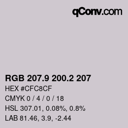 Color code: RGB 207.9 200.2 207 | qconv.com