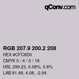 カラーコード: RGB 207.9 200.2 208 | qconv.com