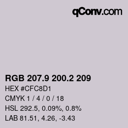 Color code: RGB 207.9 200.2 209 | qconv.com
