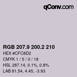 Color code: RGB 207.9 200.2 210 | qconv.com