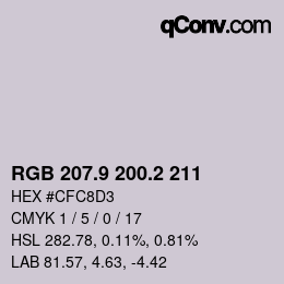 カラーコード: RGB 207.9 200.2 211 | qconv.com