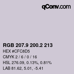 カラーコード: RGB 207.9 200.2 213 | qconv.com
