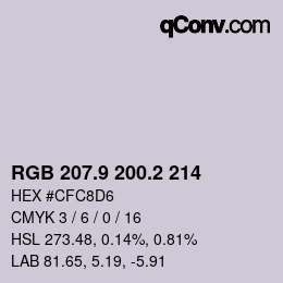 Color code: RGB 207.9 200.2 214 | qconv.com