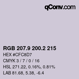 カラーコード: RGB 207.9 200.2 215 | qconv.com