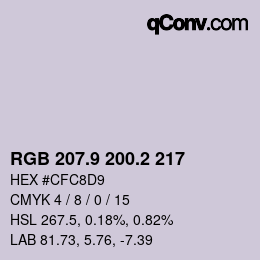 Color code: RGB 207.9 200.2 217 | qconv.com