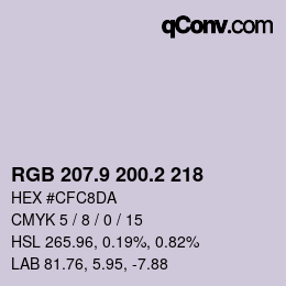 カラーコード: RGB 207.9 200.2 218 | qconv.com