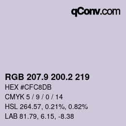 Farbcode: RGB 207.9 200.2 219 | qconv.com