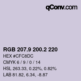 Farbcode: RGB 207.9 200.2 220 | qconv.com