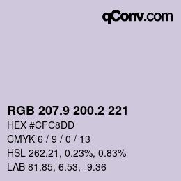 Farbcode: RGB 207.9 200.2 221 | qconv.com