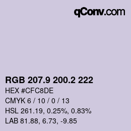 カラーコード: RGB 207.9 200.2 222 | qconv.com