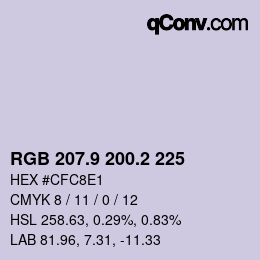 カラーコード: RGB 207.9 200.2 225 | qconv.com