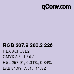 Color code: RGB 207.9 200.2 226 | qconv.com