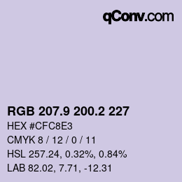 Color code: RGB 207.9 200.2 227 | qconv.com