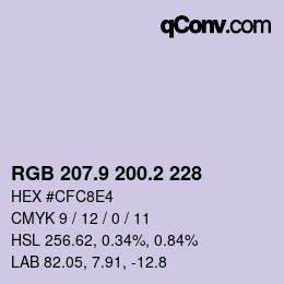 カラーコード: RGB 207.9 200.2 228 | qconv.com