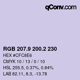 カラーコード: RGB 207.9 200.2 230 | qconv.com