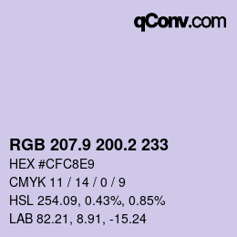 Color code: RGB 207.9 200.2 233 | qconv.com