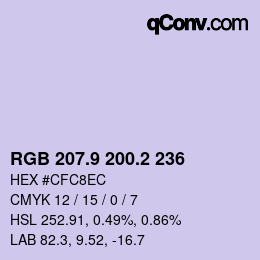 Farbcode: RGB 207.9 200.2 236 | qconv.com