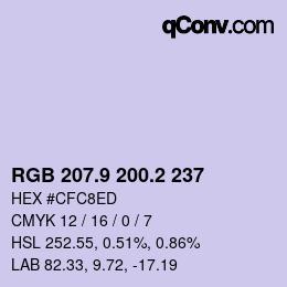 Color code: RGB 207.9 200.2 237 | qconv.com