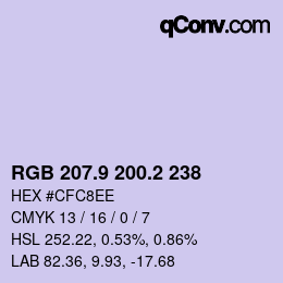 Color code: RGB 207.9 200.2 238 | qconv.com