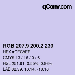 Color code: RGB 207.9 200.2 239 | qconv.com