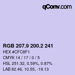 Color code: RGB 207.9 200.2 241 | qconv.com