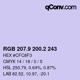 Color code: RGB 207.9 200.2 243 | qconv.com