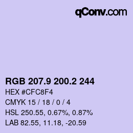 Color code: RGB 207.9 200.2 244 | qconv.com
