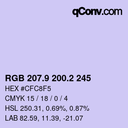 Color code: RGB 207.9 200.2 245 | qconv.com