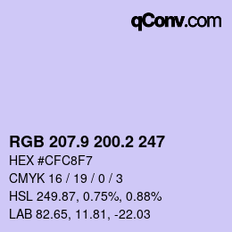 カラーコード: RGB 207.9 200.2 247 | qconv.com