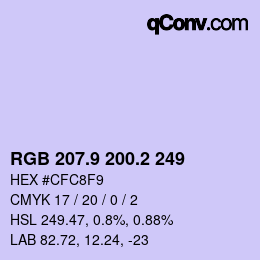 カラーコード: RGB 207.9 200.2 249 | qconv.com
