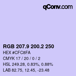 Color code: RGB 207.9 200.2 250 | qconv.com