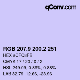 Color code: RGB 207.9 200.2 251 | qconv.com