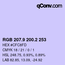 カラーコード: RGB 207.9 200.2 253 | qconv.com