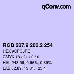 カラーコード: RGB 207.9 200.2 254 | qconv.com