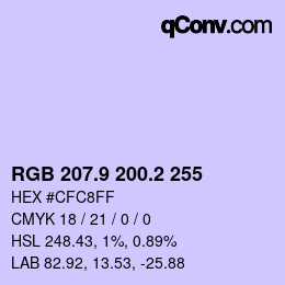 Color code: RGB 207.9 200.2 255 | qconv.com