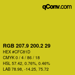 カラーコード: RGB 207.9 200.2 29 | qconv.com