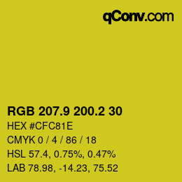 カラーコード: RGB 207.9 200.2 30 | qconv.com