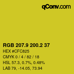 カラーコード: RGB 207.9 200.2 37 | qconv.com