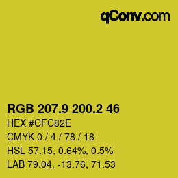 カラーコード: RGB 207.9 200.2 46 | qconv.com