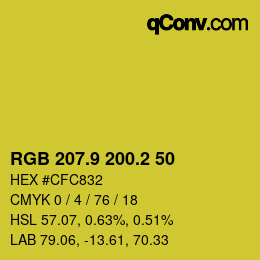 カラーコード: RGB 207.9 200.2 50 | qconv.com
