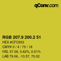 カラーコード: RGB 207.9 200.2 51 | qconv.com
