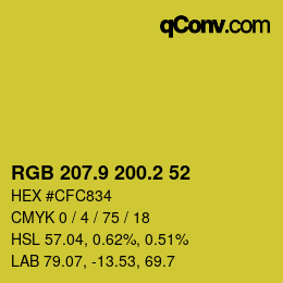 カラーコード: RGB 207.9 200.2 52 | qconv.com