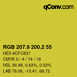 カラーコード: RGB 207.9 200.2 55 | qconv.com