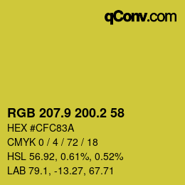 カラーコード: RGB 207.9 200.2 58 | qconv.com