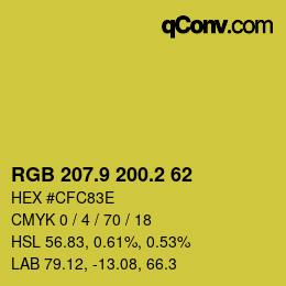 カラーコード: RGB 207.9 200.2 62 | qconv.com