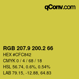 カラーコード: RGB 207.9 200.2 66 | qconv.com