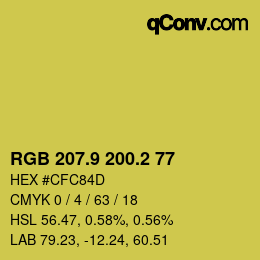 カラーコード: RGB 207.9 200.2 77 | qconv.com