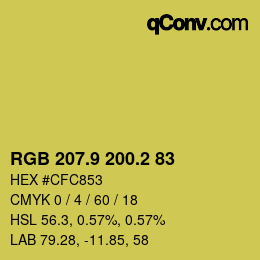 カラーコード: RGB 207.9 200.2 83 | qconv.com