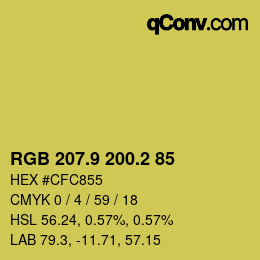 カラーコード: RGB 207.9 200.2 85 | qconv.com