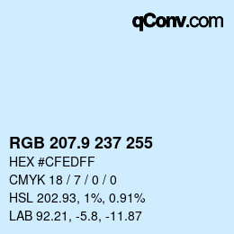 Color code: RGB 207.9 237 255 | qconv.com